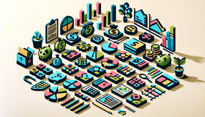 Myths about Debt Consolidation and Savings: Debunking Common Misconceptions | DCL Diverse savings accounts with unique symbols and colors on a financial planning table with graphs.
