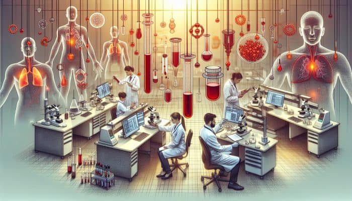 Infographic on thyroid blood testing insights from doctors in a Reading lab, with charts and graphs.