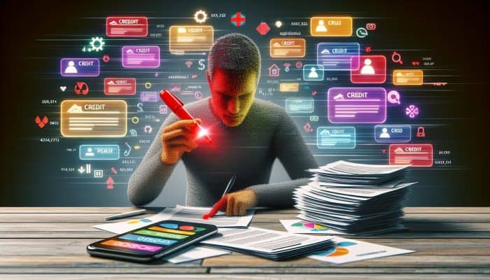 Rebuilding Credit After Debt Consolidation: UK Guide | DCL A person reviewing a credit report, marking errors and setting bill payment reminders on a smartphone.