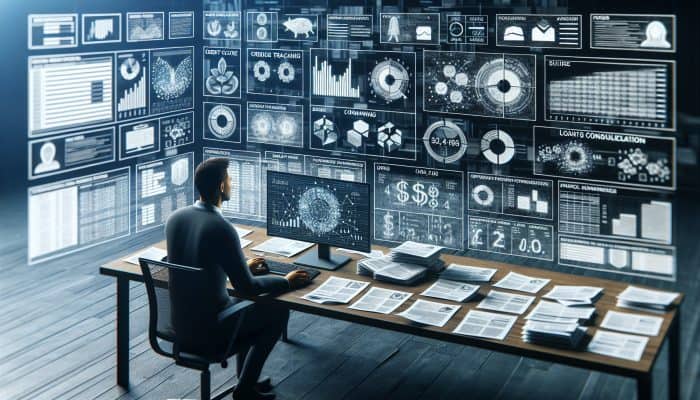 How to Stay Motivated with a Consolidation Loan: UK Strategies | DCL Person analysing financial charts, credit score, budget, and loan documents on a desk.